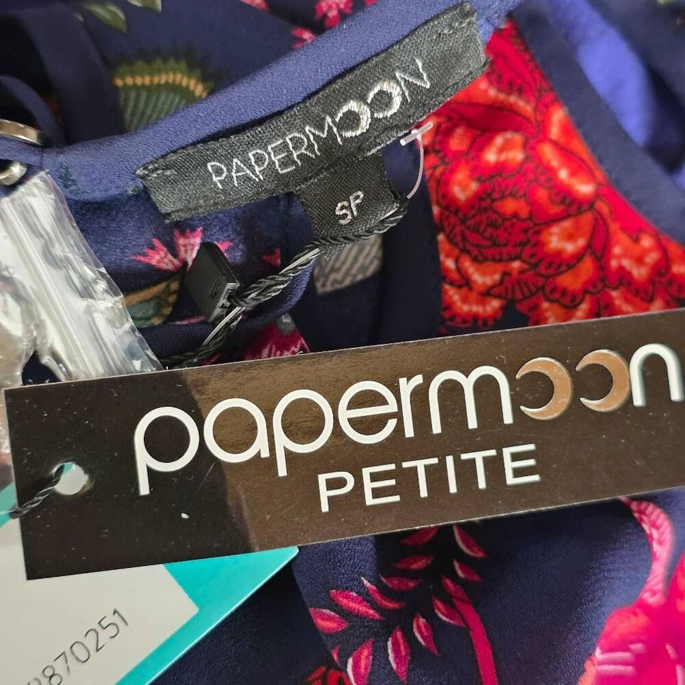 Paper Moon Petite Floral Tank Blouse Navy SP - Picture 7 of 10